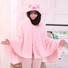 무릎담요 망토 작은담요 낮잠 에어컨 숄 싱글 가을겨울 두꺼운, C10-핑크돼지 망토