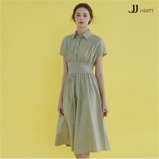 JJ지고트 허리 배색 셔츠 원피스 GK7P0OP95