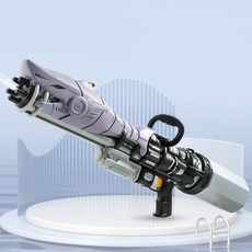 룰루마켓 워터밤 특대형 대용량 개틀링 샤크 드래곤 물총+스트랩증정, 샤크 그레이