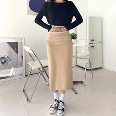 코튼밴딩스커트 쏘옷 여성용 반디 코튼 뒷트임 밴딩 스커트
