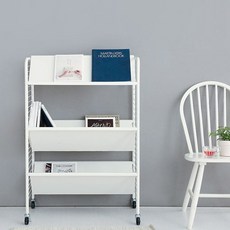 마켓비 책꽂이 트롤리 3단 화이트 책장 이동식책꽂이shopthree_KJS_77985 이동식수납장트롤리 W765B