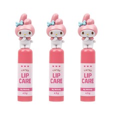 산리오 아기 유아 어린이 립케어 복숭아향 핑크색 마이멜로디 립밤, 3개, 4.5g