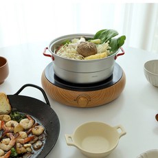 IH 미니 도토리 우드 1구 원형 인덕션 + 오슬로 스키야키 전골 팬