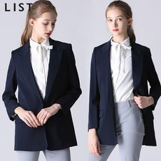 리스트 피크드 라펠 원 버튼 재킷