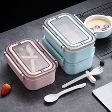 KORELAN304 스테인리스강 이중 보온 도시락 벨트 손잡이 휴대용 단층 밀봉 점심 도시락 아마존 도시락, 더블 핑크, 800ml-1600ml, 1개