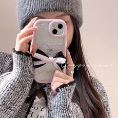 핑크 테두리 블랙 리본 아이폰 15 16 프로 프로맥스 케이스