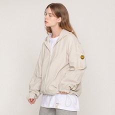 [UNISEX]도트로고 자수 화이트클립 윈드브레이커_아이보리