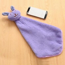 고리수건 핸드타올아기 손수건 만화 토끼 플러시 주방 부드러운 걸이용 목욕 동물 닦아 걸이식, 1개