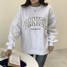 데일리앤 카넬 여성 루즈핏 기모 맨투맨 겨울 티셔츠
