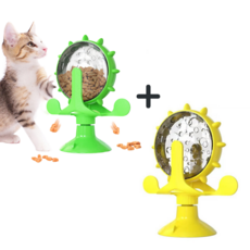 애완 동물 용품 풍차 장난감 고양이 개 누출 식품 공 자동 공급 장치 1+1, green+yellow, 1개
