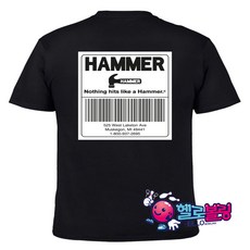 햄머 H 17 바코드 전사 라운드 티셔츠 볼링 티셔츠 블랙 남여 공용 기능성 원단 클럽티 단체복 인쇄 가능