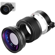 NEEWER 광각 렌즈 ZV1 카메라에 대응 2in1 18mm HD 광각과 10x매크로 추가 렌즈 익스텐션 튜브 바요넷 마운트 렌즈 어댑터 클리닝 크로스 첨부