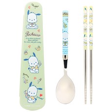 LILFANT Sanrio 不鏽鋼餐具套組, 湯匙+筷子+收納盒, 帕恰狗, 1組
