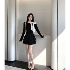 해피유통여성용 빅사이즈 원피스 세트 추동 오프숄더 탑 날씬해 보이는 스커트CLY