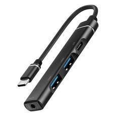 C타입 4in1 멀티허브 3.5 AUX단자 /억스케이블 오디오케이블, 1개