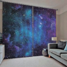 블루 스카이 커튼 스타 3D 커튼 거실 침실 커튼 Cortinas 사용자 정의 크기 블랙 아웃 커튼|커튼|, 1개, W360cm  H250cm