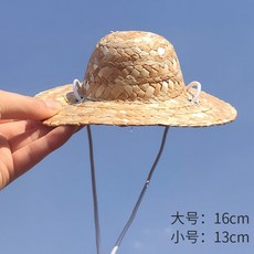 고양이 개 모자 헬멧 머리 장식 증명 사진 애완 동물 밀짚, 밀짚 모자_큰