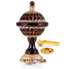 AM Incense Burner Frankincense Resin - Luxury Glob AM 향 버너 유향 수지 - 사무실 및 가정 장식용 고급 구형 숯 Bakhoor 버너(갈, 1개, Brown - 프랑킨센스레진