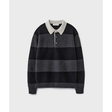 유니온블루 UNION BLUE RUGBY MERINO POLO KNIT BLACK STRIPE