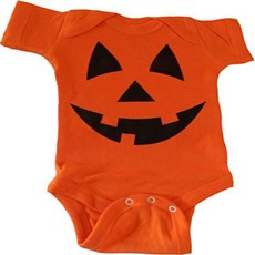 Custom Kingdom Baby Boys/Girls Pumpkin Face Halloween One-Piece Bodysuit Romper (3-6 Months Orange), 1