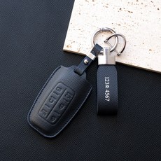 (무료각인)제네시스 호환 G80GV80 G70GV70 G90 차 키케이스 자동차 스마트 가죽 키커버 홀더, 제네시스A타입, 다크네이비