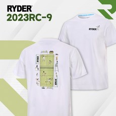 라이더 RYDER 2023RC-9 화이트 남여공용 라운드 반팔티셔츠 배드민턴복 탁구 스쿼시 스포츠용품