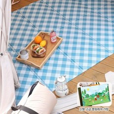 파크론 캠핑매트 패브릭 블루체크 200x140x1cm, 1개
