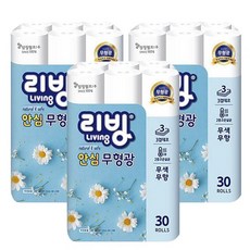 삼정펄프 리빙 안심무형광 3겹 데코 25M 30롤 X 3팩 화장지, 1팩
