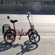 네바퀴 자전거 미니벨로 미니밸로 미니벨로자전거, 빨간색 16인치 4륜 디스크 브레이크