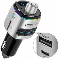 [독일] 자동차 FM 송신기 NULAXY 블루투스 QC3.0 FM 송신기 어댑터 7 컬러 LED 백라이트 Siri 구글 어, 단일상품