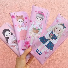 5000 마론 플랫파우치 슬림 가벼운 필통 다용도 파우치, 랜덤