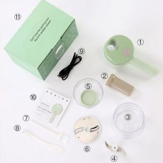주방 야채 다짐 가위 스텐 전기 커터 세트 휴대용 마늘 머드 매셔 다지기 칠리 양파 생강 고기 미니 푸드 프로세서 4 in 1, 1 set, 1개