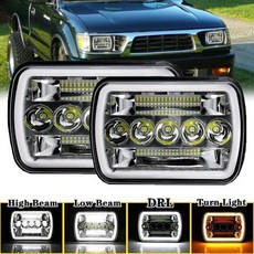 XJ YJ 자동차 트럭 모터바이크 오토바이 LED 헤드라이트 DRL 방향 지시등 사각형 헤드라이트 400W 5x7 인치 7x6 인치 2 개, 2개