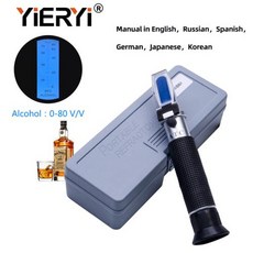 알콜도수측정기 알코올 농도 Yieryi 주류 함량 시험기용 휴대용 굴절계 ATC 소매 상자 V, 1개