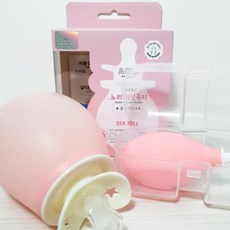 아모베이비 실리콘 풍선 쪽쪽이 신생아 아기 유아 공갈 젖병 케이스 쪽쪽이, 핑크