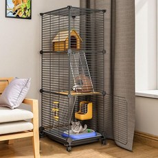 Chinchilla Cage - Ferret Rat Cage Critter Nation Cage Pet Cage Easy to Clean with Sliding Casters a, Black, 39*39*112cm, 1개