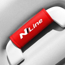 가죽 자동차 지붕 팔걸이 당김 장갑 문짝 핸들 보호 커버 현대 NLine I20 I30 투싼 소나타 엘란트라 벨로스터용 1 개, 2) N LINE-RED