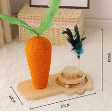  고양이 장난감 힐링 다묘 천연실크 당근 먹기 스크레처 긁기, 검마당근X이중룰렛받침대 