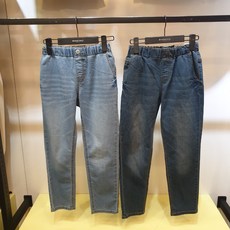 행텐주니어 남아 슬림배기핏 허리밴딩 워싱 데님팬츠(2color) 청바지