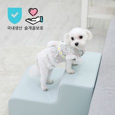 [리버팩토리공식] 국내산 강아지계단 라운드 방수 가죽 슬개골보호설계 2단 3단 4단, 파스텔민트, 1개