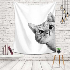 머스트해브템 가림천 선반가리개 공간분리커튼 냉장고가리개 베란다가림막 간이중문 수납장가리개 패브릭가벽 가림커튼 다용도실커튼 패브릭포스터(설치도구 포함), 빼꼼고양이