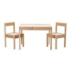 이케아 어린이 테이블 1+의자 2 화이트+원목 1세트 내추럴 유아 테이블 직사각 미니 책상, 이케아 레트 어린이테이블+의자2 (101.784.13)