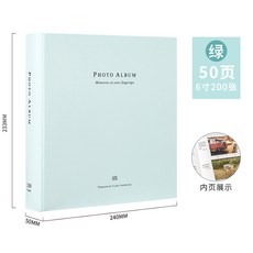 폴라로이드앨범 56inch액자 사진첩 권 5678inch혼합식 페이지삽입식 가정 앨범 기념책 대용량 찢어짐에강함, T12-6inch종이심지 호주머니 200장사진 용량+65354그린
