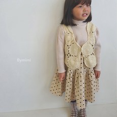 바이미미 손 조끼 아동 레이스 레이어드 뜨개 베스트