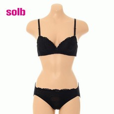 솔브 블랙 자가드 노와이어 브라 A컵 햄팬티 세트 SBRC969.SPTC969H