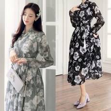 시크라인미드미 생활한복 철릭 원피스 빅사이즈나들이룩모임룩명절