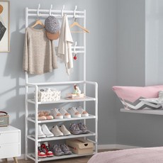 로아 신발장 옷걸이 다용도 시스템 행거 4단, 화이트 4단, 1개