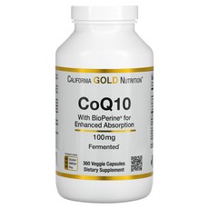 캘리포니아 골드 뉴트리션 CoQ10 USP Bioperine 함유 100mg 360정, 100 mg
