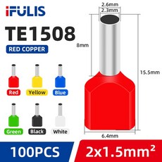 스마트콘센트 IOT콘센트 TE0508 TE1508 TE2508 관형 크림프 전선 절연 터미네이터 블록 코드 엔드 크림핑 터미널, 35.TE1508 - 100PCS - Green