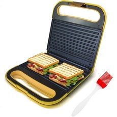 건강 가정용 전기 실내 그릴 파니니 프레스 고메 샌드위치 메이커 303G-옐로우, stripe, 1개